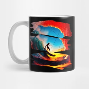 Surfing Riding Therapy, Hello Summer Vintage Funny Surfer Riding Surf Racing Surfing Lover Gifts Mug